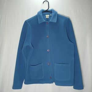 L.L.Bean Women’s Fleece Button Jacket – Blue, Size Small